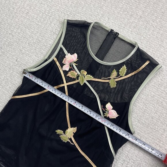 Joseph Ribkoff Sheer Sleeveless Top Womens Black Floral Embroidery Cocktail Read - Picture 8 of 11